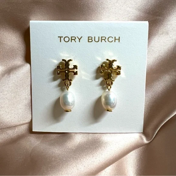 Tory Burch Kira Small Pearl Drop Earrings Womens Designer Earrings - Picture 3 of 8